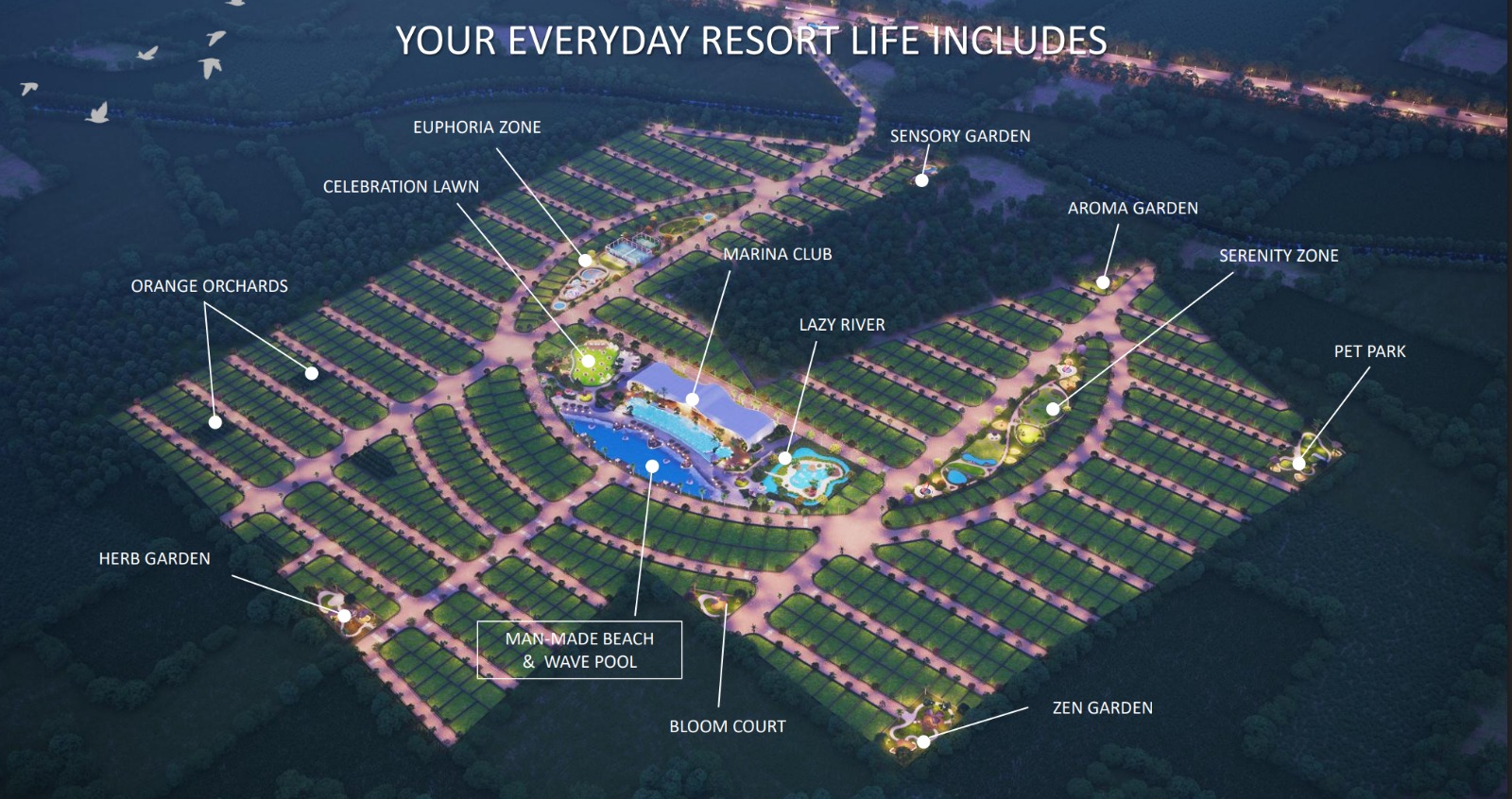 Master plan layout map of the 918 premium residential villa plots.