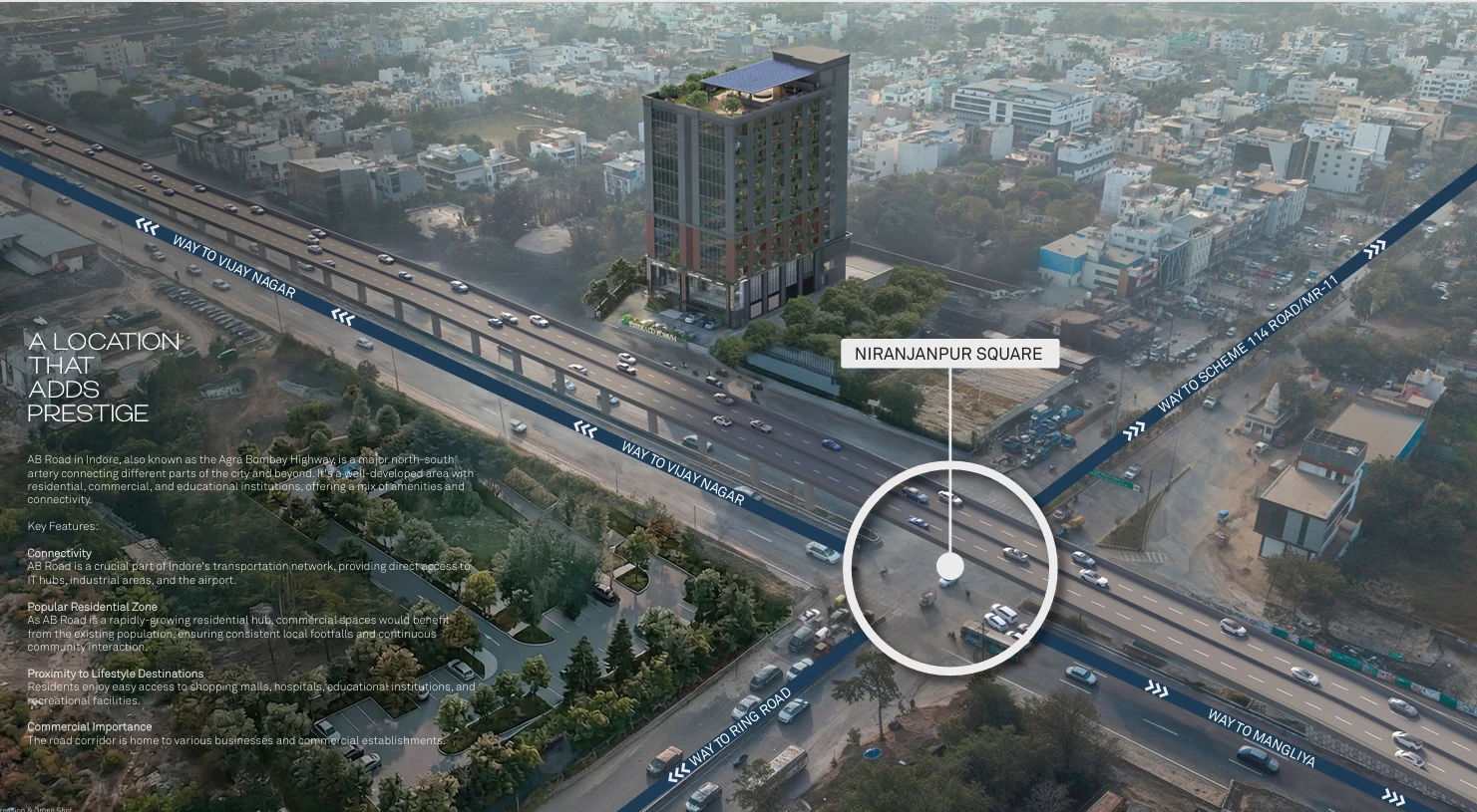 Emerald Forum Niranjanpur Square Location Map showing Proximity to Vijay Nagar Metro Station and Ring Road