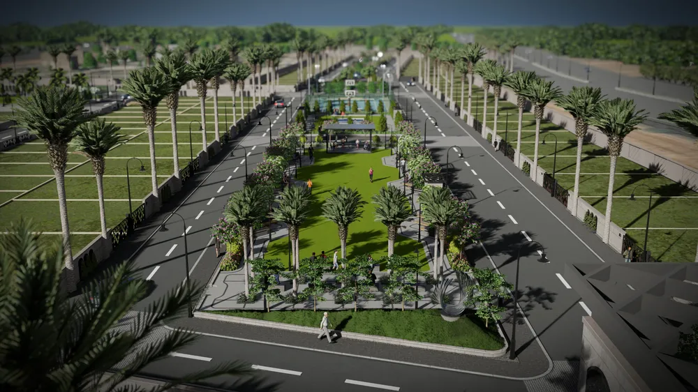 Lush green landscaped community park and open recreational areas surrounded by luxury plots at Emerald Gardenia