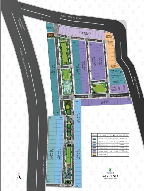 Official 10-acre engineering masterplan layout diagram detailing the distribution of 166 residential units at Emerald Gardenia