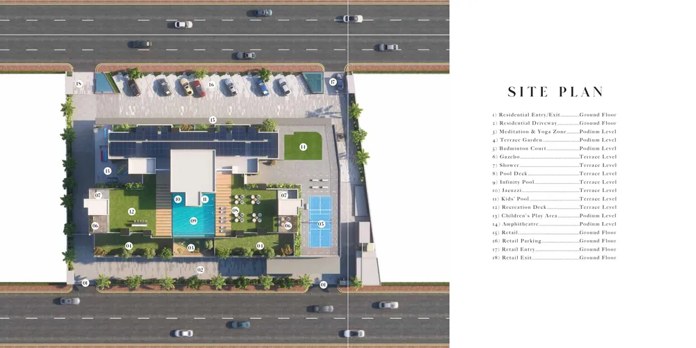 Official engineering site plan blueprint showing plot boundary alignments and building footprint vectors of Emerald Kingsvilla Scheme 140 Indore.