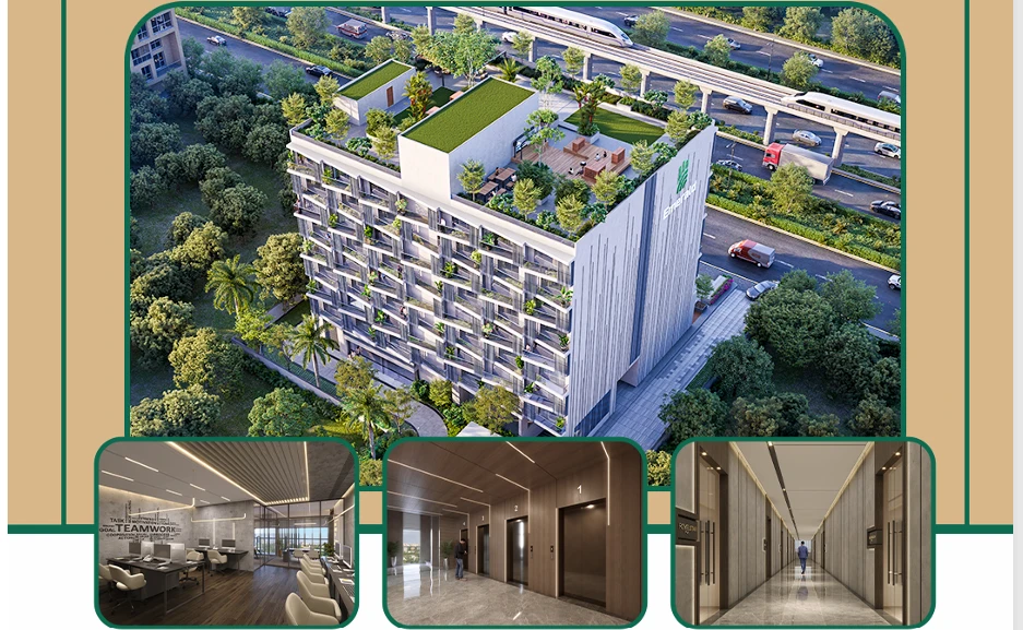 Landscaped rooftop terrace with open air amphitheatre and corporate networking lounge spaces