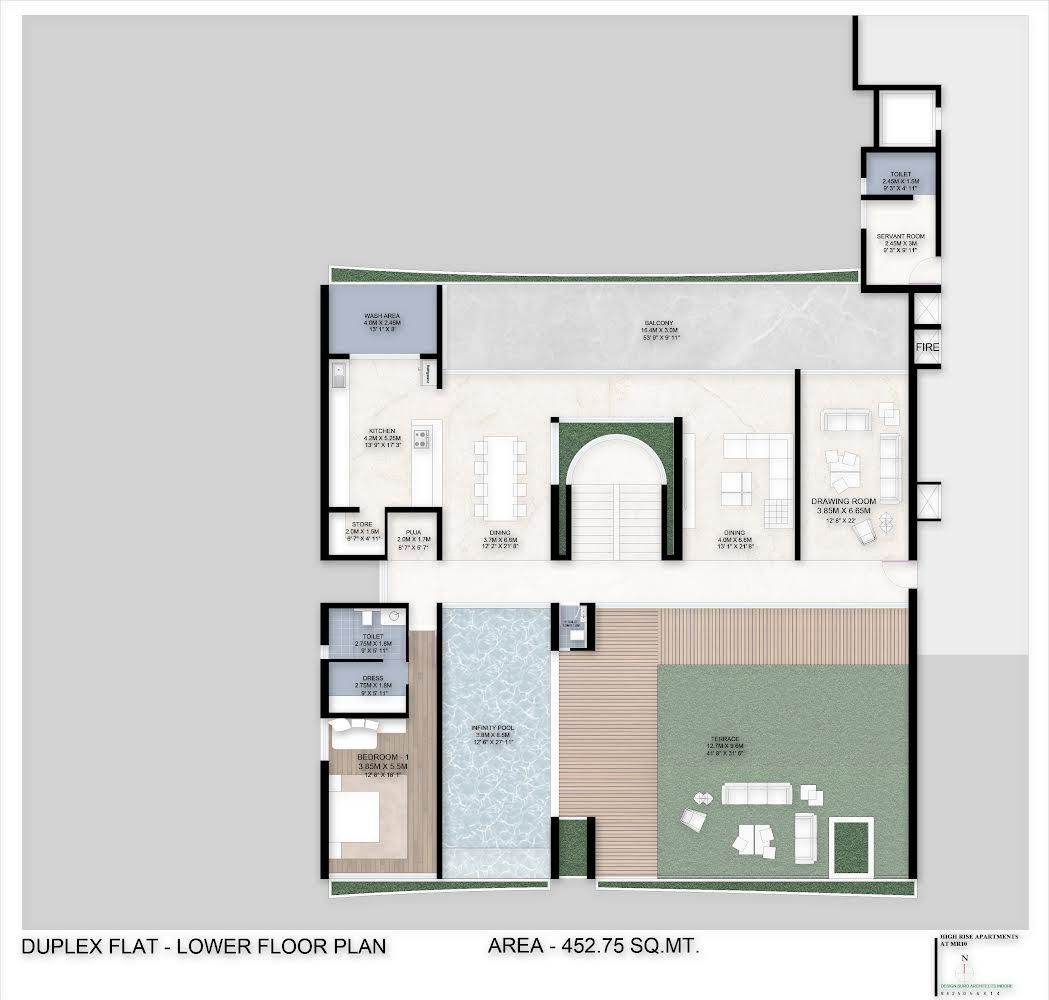 5 BHK Luxury Duplex Upper Floor Plan Layout Diagram Paramount MV Opulence