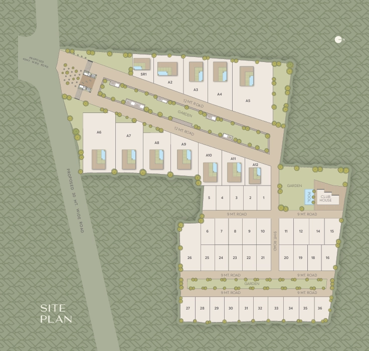 Detailed master site layout plan and plot sizes map for Skye Mayfair luxury township on MR 11 Road Indore