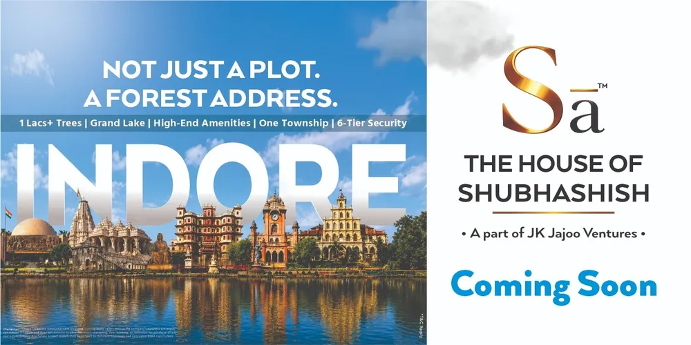 Official teaser graphic announcing the upcoming premium residential project launch for The House of Shubhashish in Indore.