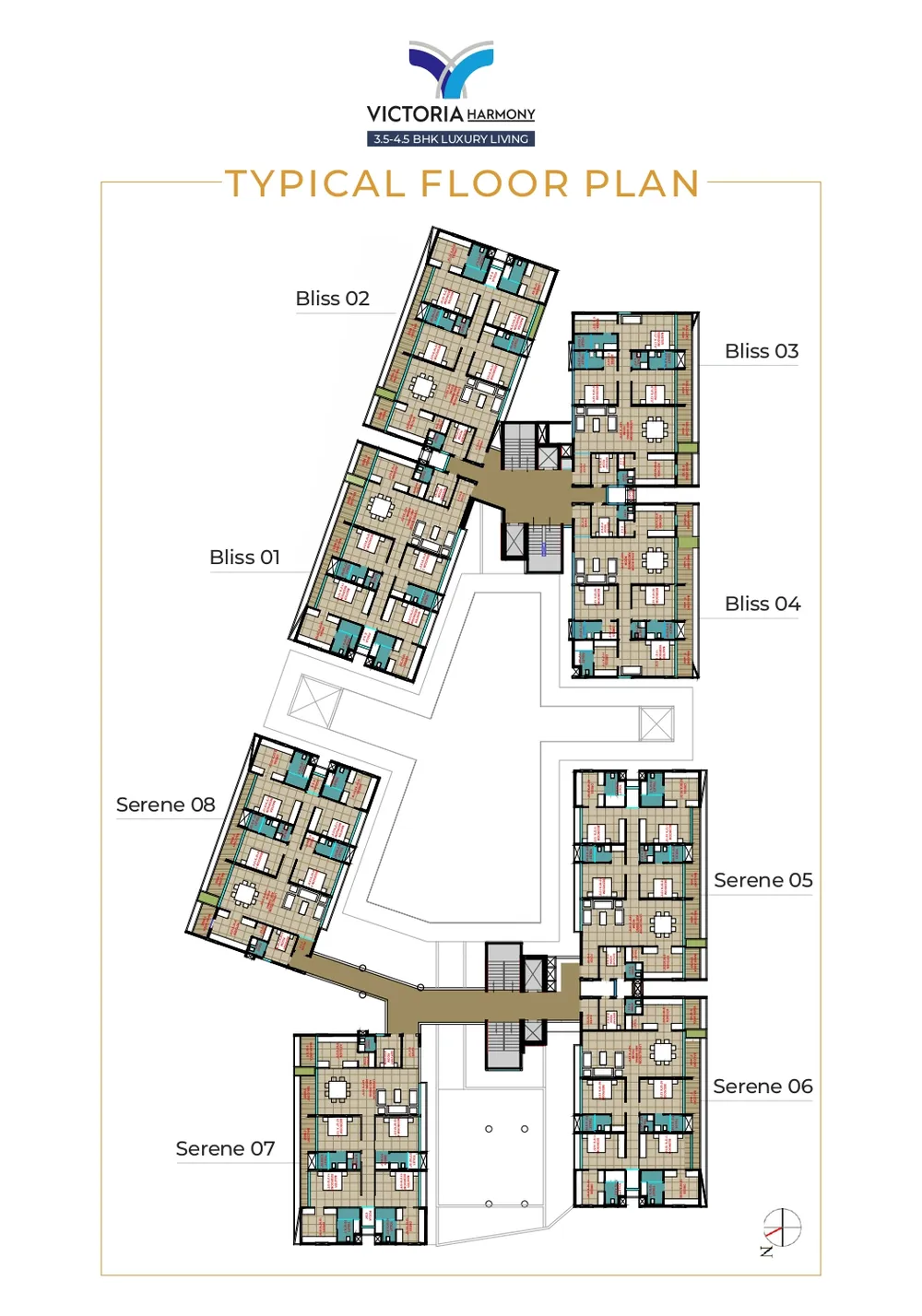 Typical structural architectural floor plan and tower schematic block for Victoria Harmony Nipaniya